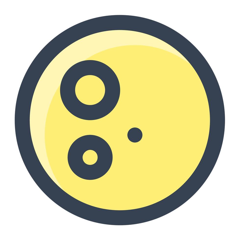 Full moon phase in color filled icon. Moon, planet, surface, space vector