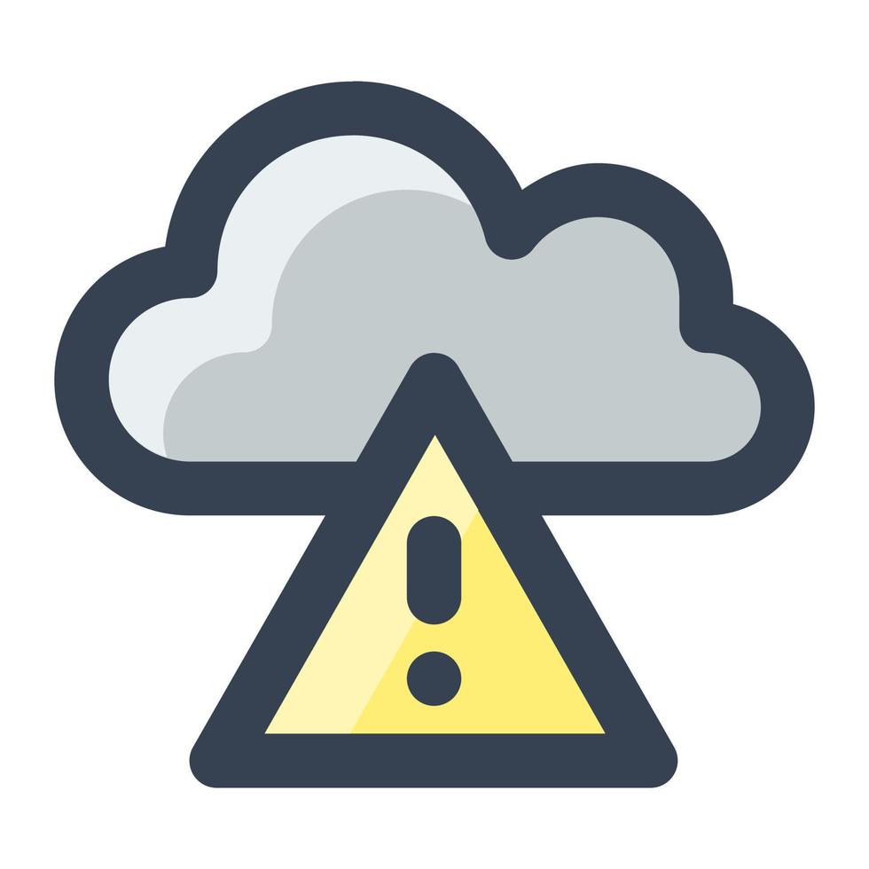 Weather alert symbol in color filled icon style. Warning, cloud, forecast sign vector