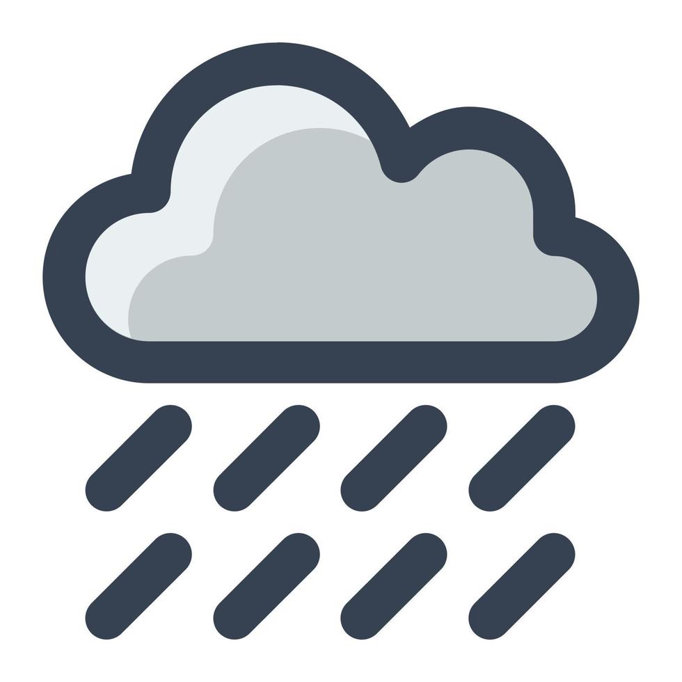 Cloud with heavy rain in gray filled color icon. Weather, rainstorm, forecast, climate vector