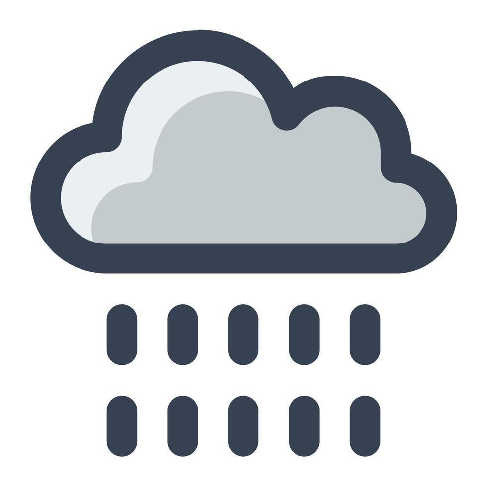 Rain season in gray filled color icon. Heavy rain, cloud, storm, weather vector