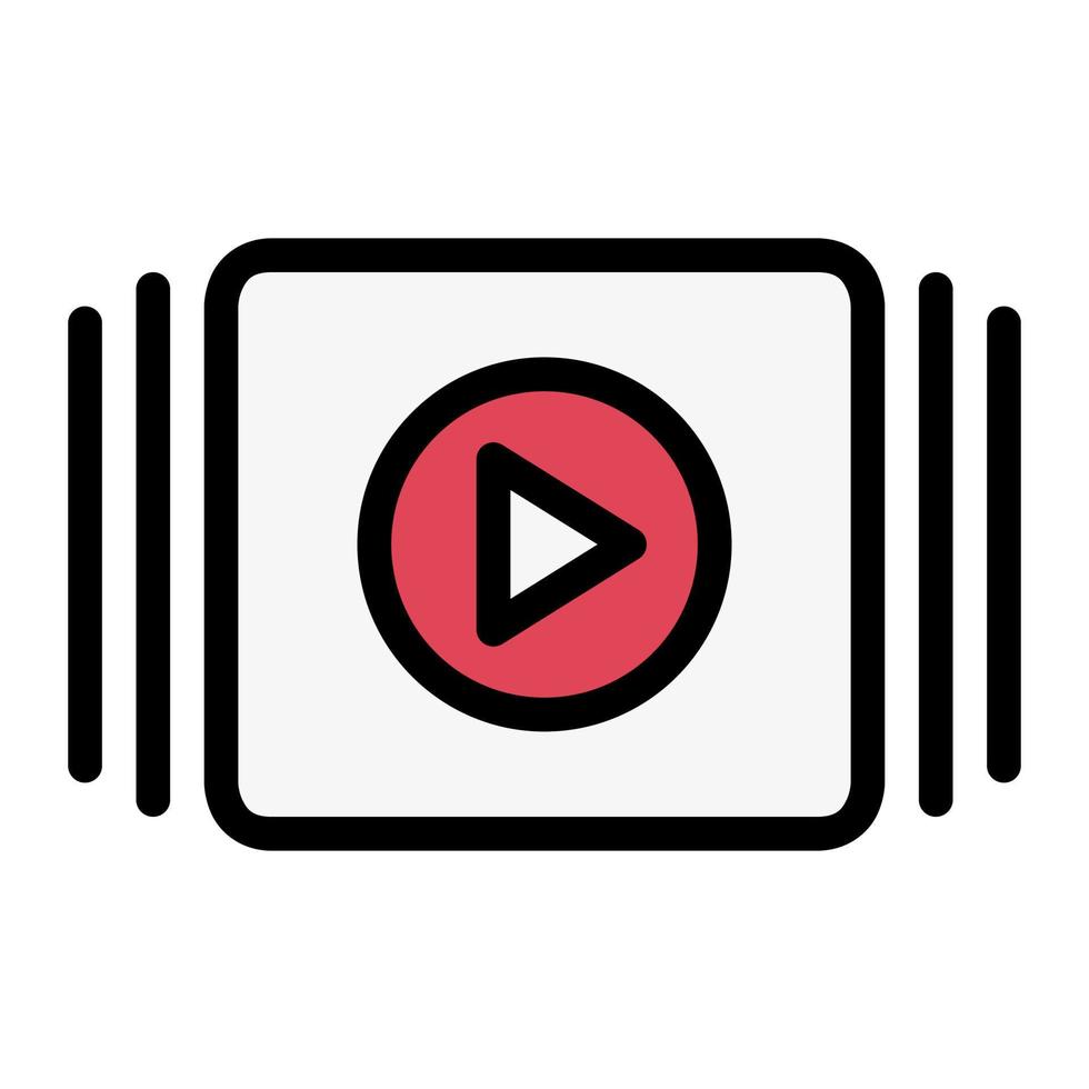 Isolated video slide presentation in lineal color icon on white background. Marketing, advertising, media player, slides vector