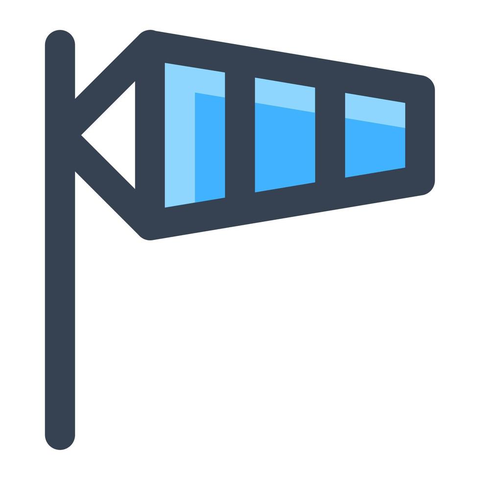 Windsock in blue color filed icon. Wind direction, indicator vector