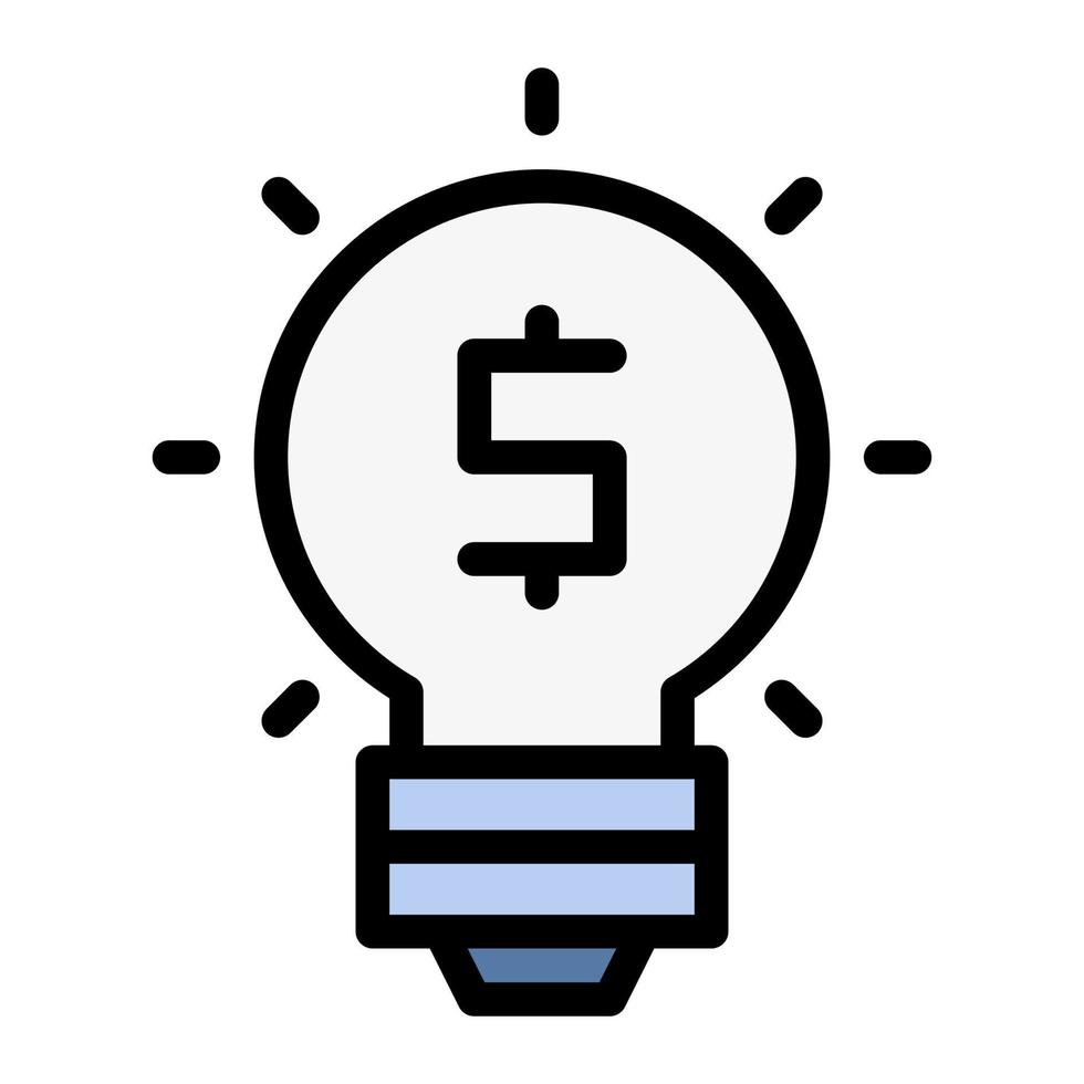 Isolated lightbulb in lineal color icon on white background. Creative idea, innovation, inspiration, business idea vector