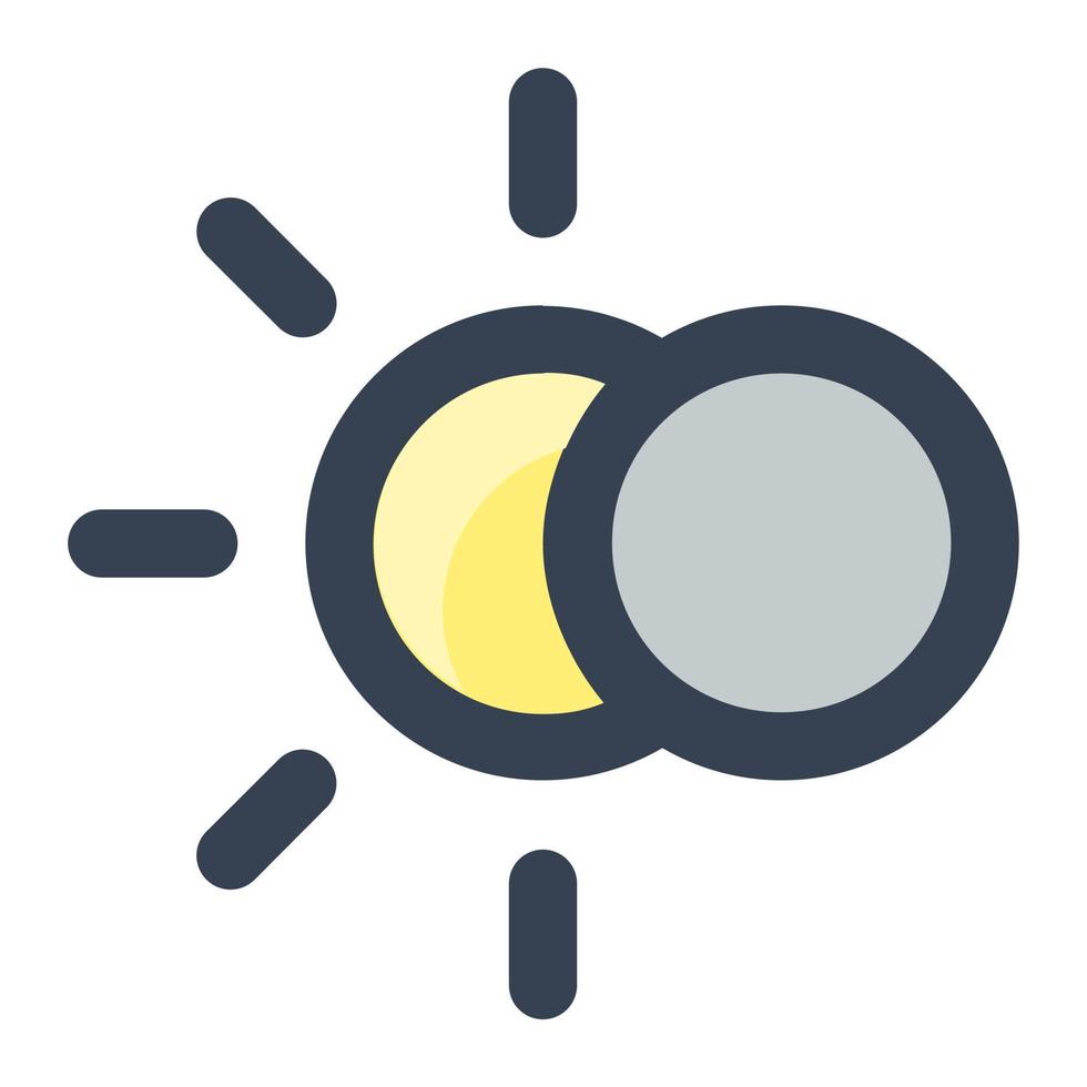 Eclipse in gray and yellow color filled icon. Sun, moon, lunar, eclipse symbol vector