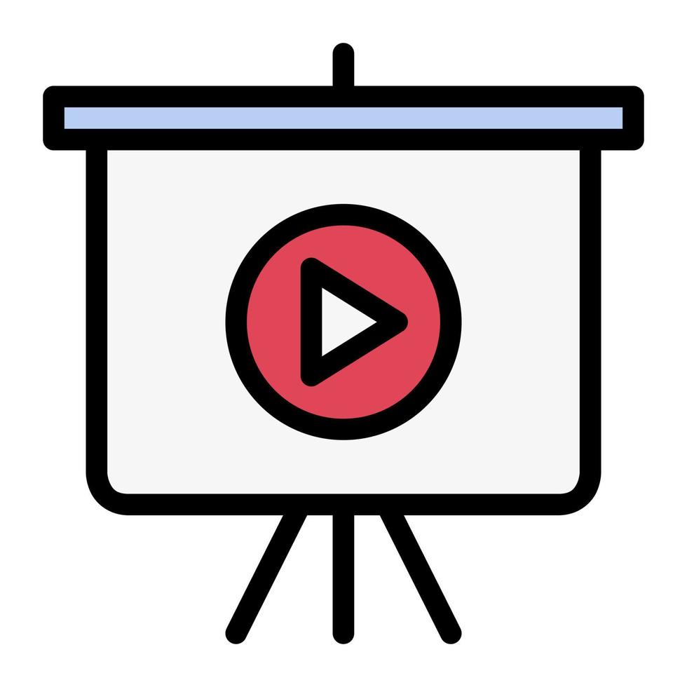 Isolated video presentation in lineal color icon on white background. Marketing presentation, business vector