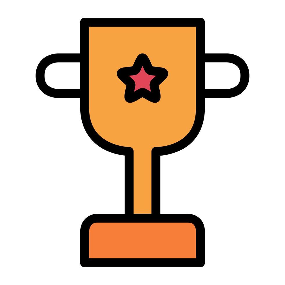 Isolated trophy with star in lineal color icon on white background. Achievement, success, winner, award, prize, marketing, business vector