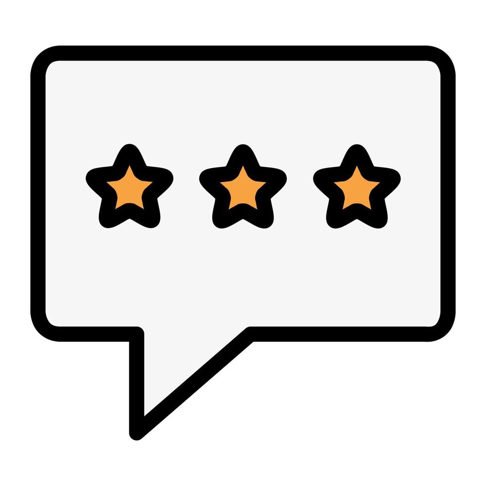 Isolated rating star in lineal color icon on white background. Review, satisfaction, feedback, testimonial, promotion, message, chat bubble vector