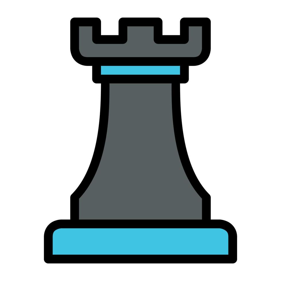 Isolated marketing strategy in lineal color icon on white background. Rook, chess, plan, business vector