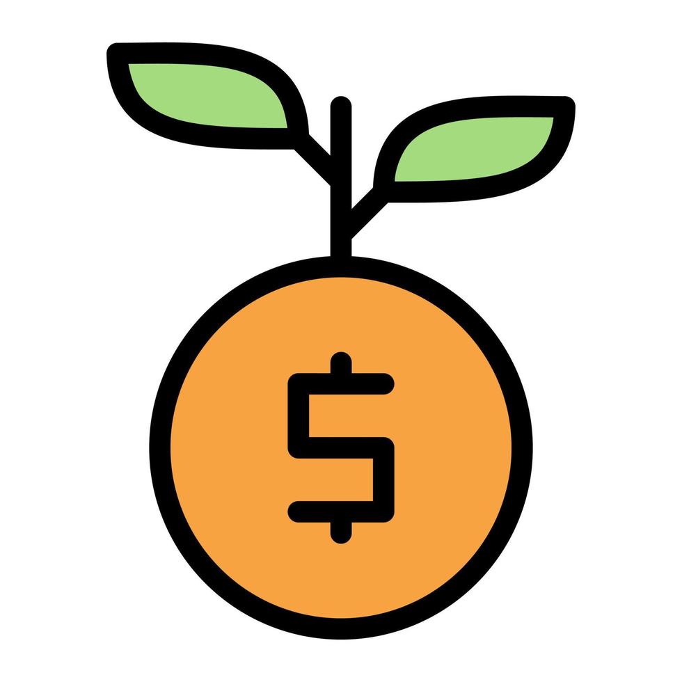 Isolated investment in lineal color icon on white background. Income, profit, growth, business and finance vector