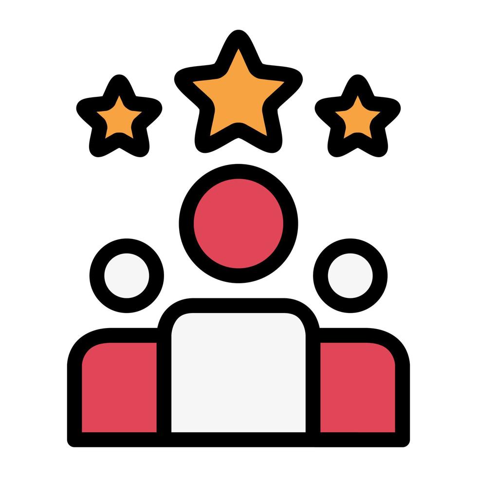 Isolated customers rating in lineal color icon on white background. Review, satisfaction, feedback, stars, clients, teamwork vector