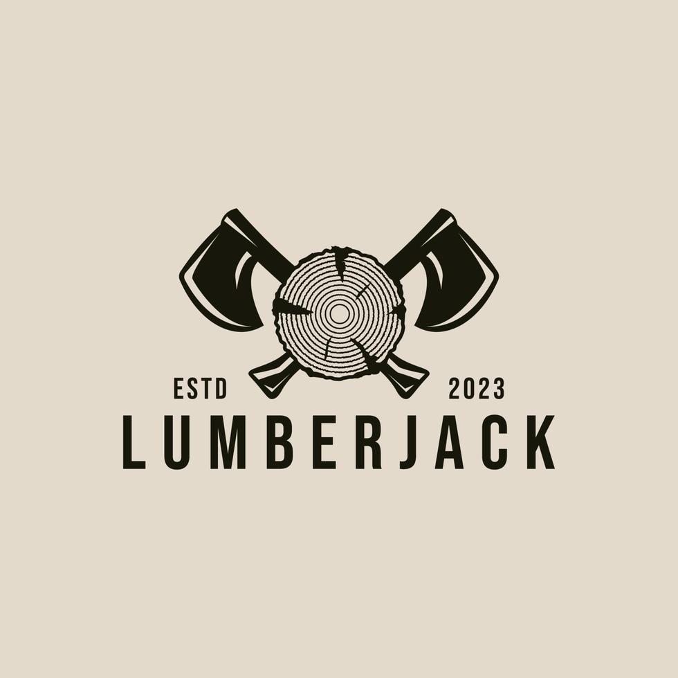 hand ax lumberjack  vintage  logo, icon and symbol, vector illustration design