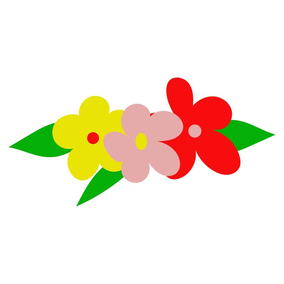 bunch of bright spring, summer flowers, spring foliage. vector