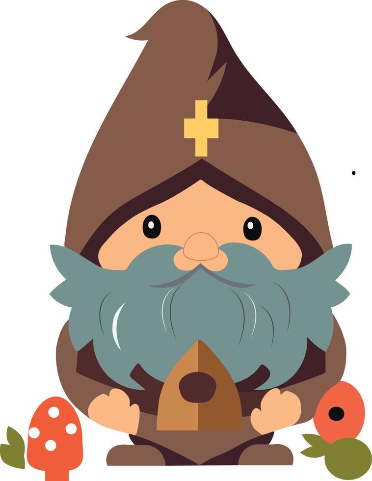 cute little garden gnome vector