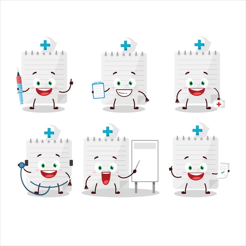 Doctor profession emoticon with sticky notes cartoon character vector