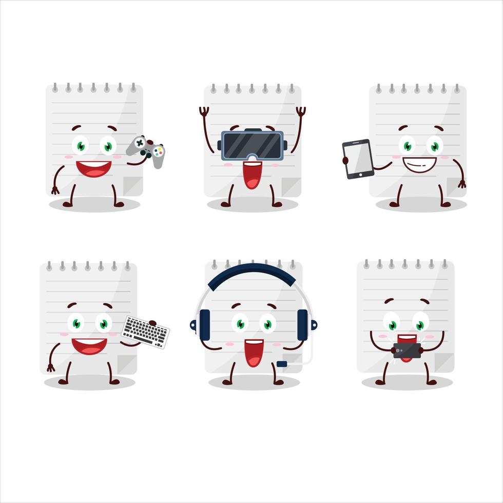 Sticky notes cartoon character are playing games with various cute emoticons vector