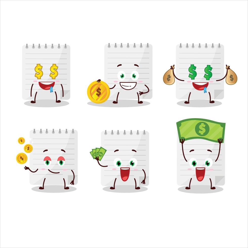 Sticky notes cartoon character with cute emoticon bring money vector