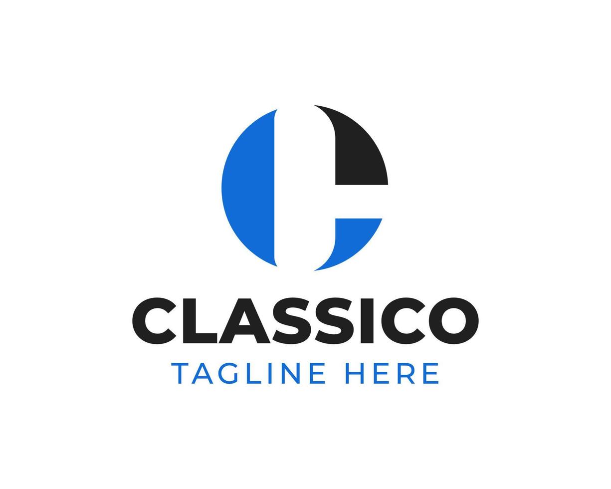 elegante y minimalista circulo logo con letra C vector