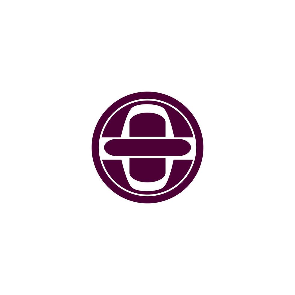 Elliptical logo vector design inside circle with thick white line