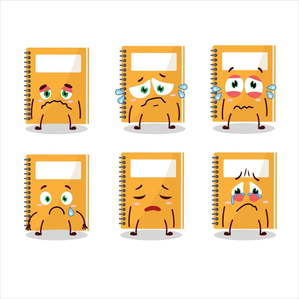 naranja estudiar libro dibujos animados personaje con triste expresión vector