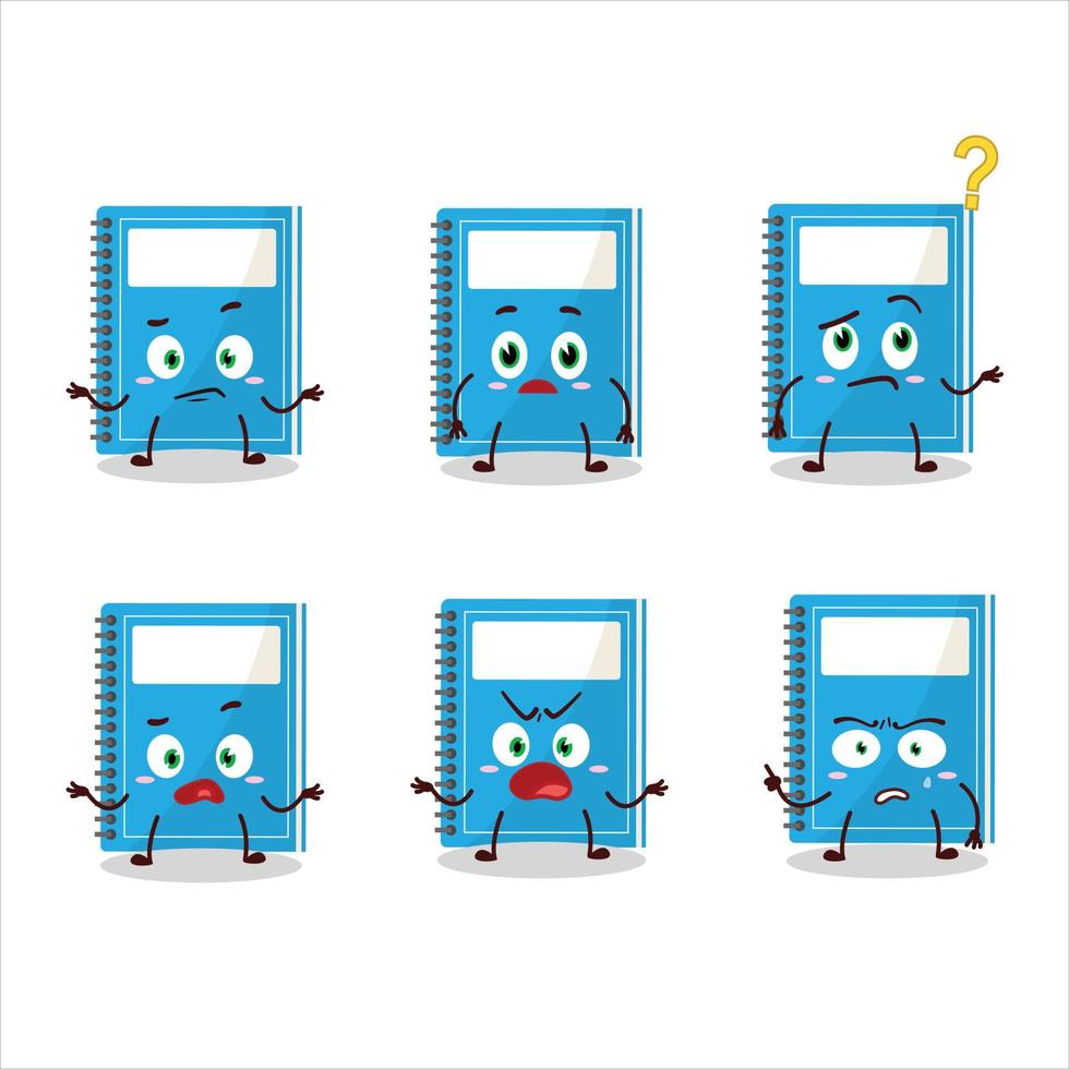 Cartoon character of blue study book with what expression vector