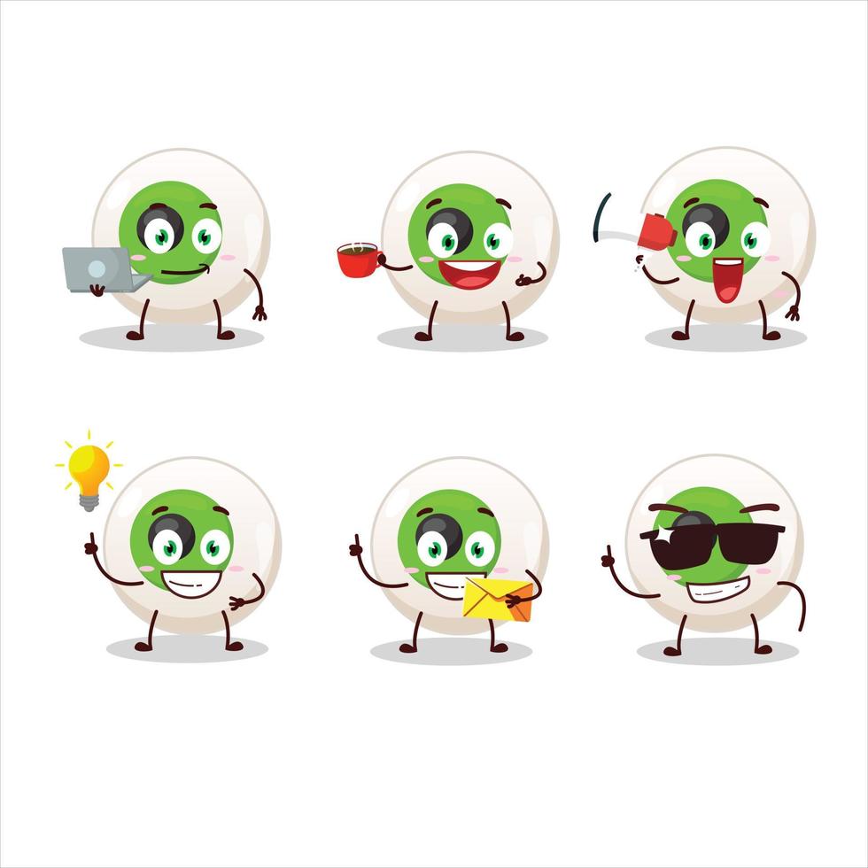 Eye candy cartoon character with various types of business emoticons vector