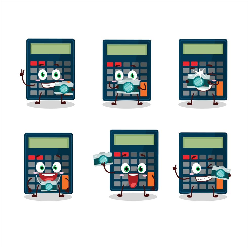 Photographer profession emoticon with calculator cartoon character vector