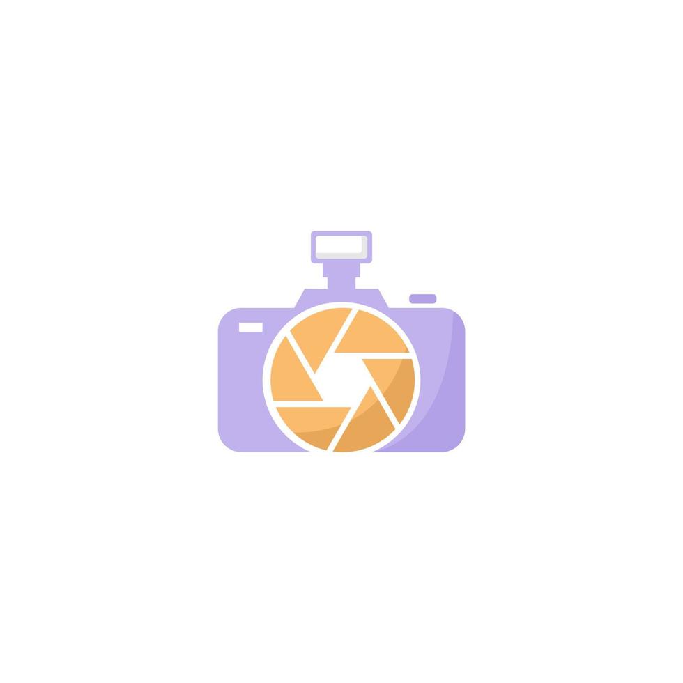 Colorful camera logo with camera lens. vector