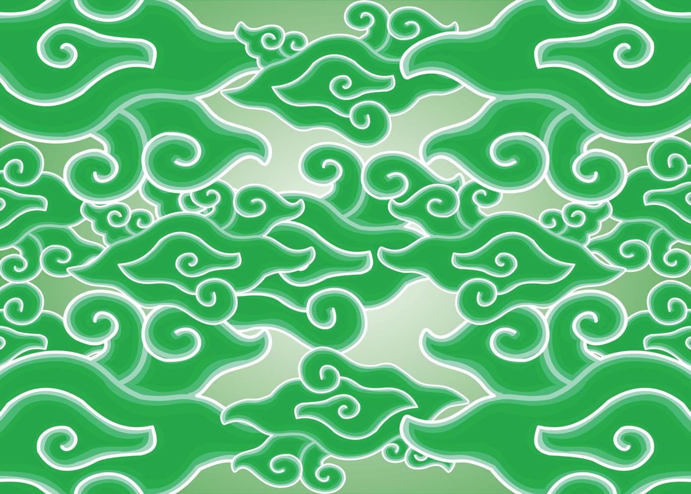 monochrome green pattern megamendung batik cirebon vector
