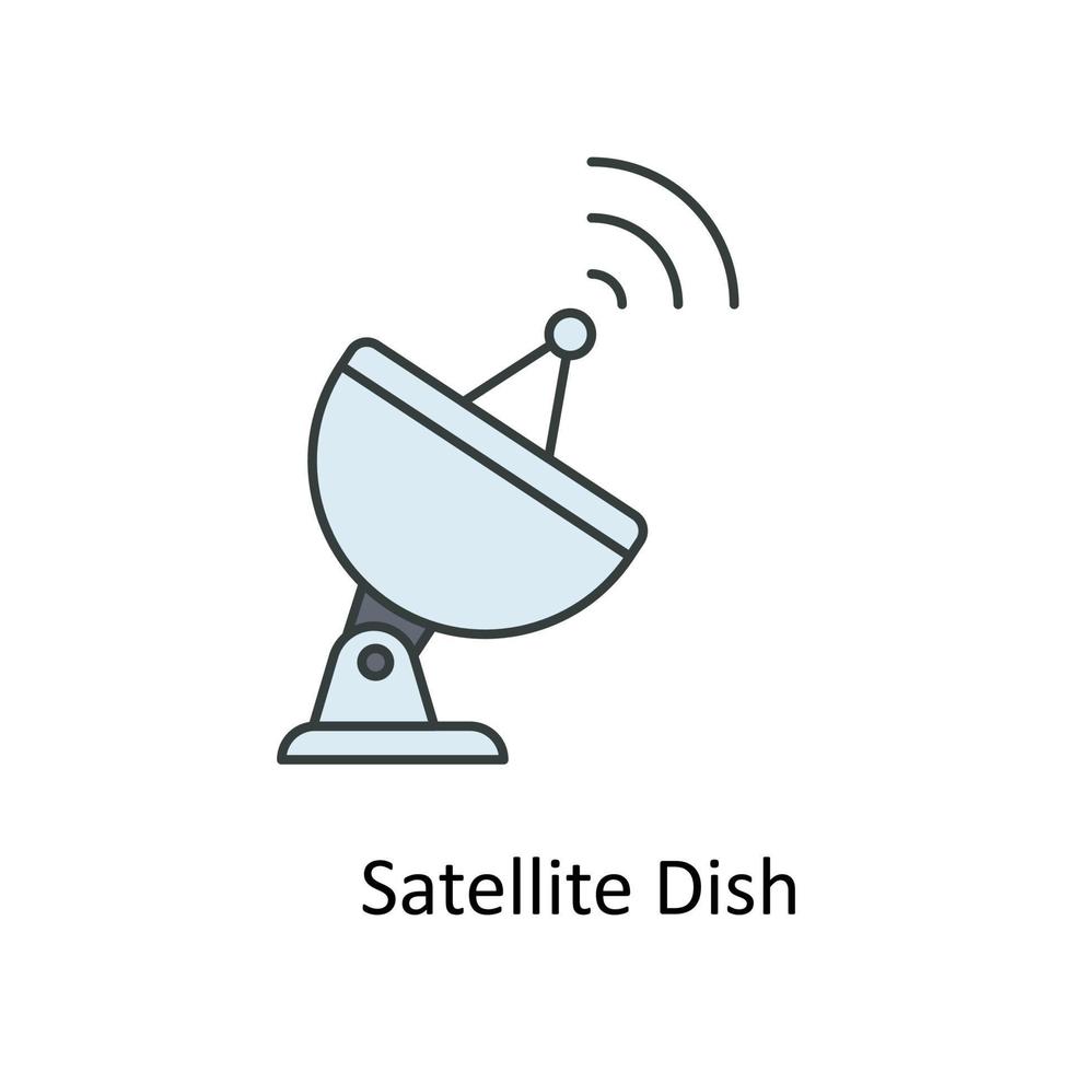 Satellite Dish Vector Fill outline Icons. Simple stock illustration stock