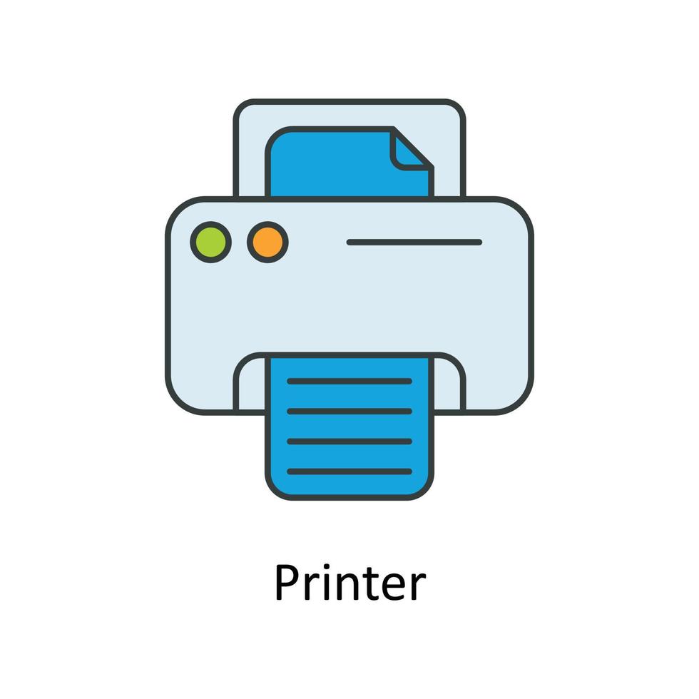 impresora vector llenar contorno iconos sencillo valores ilustración valores