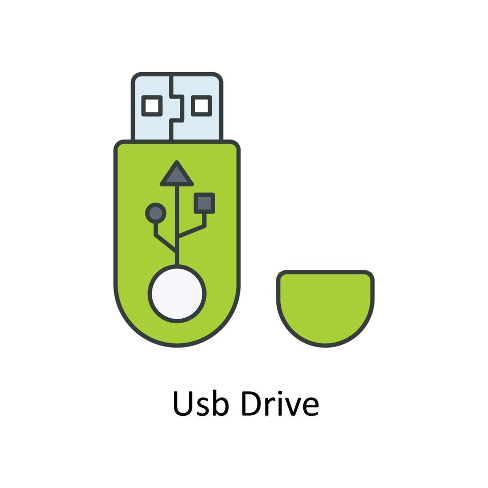 USB conducir vector llenar contorno iconos sencillo valores ilustración valores