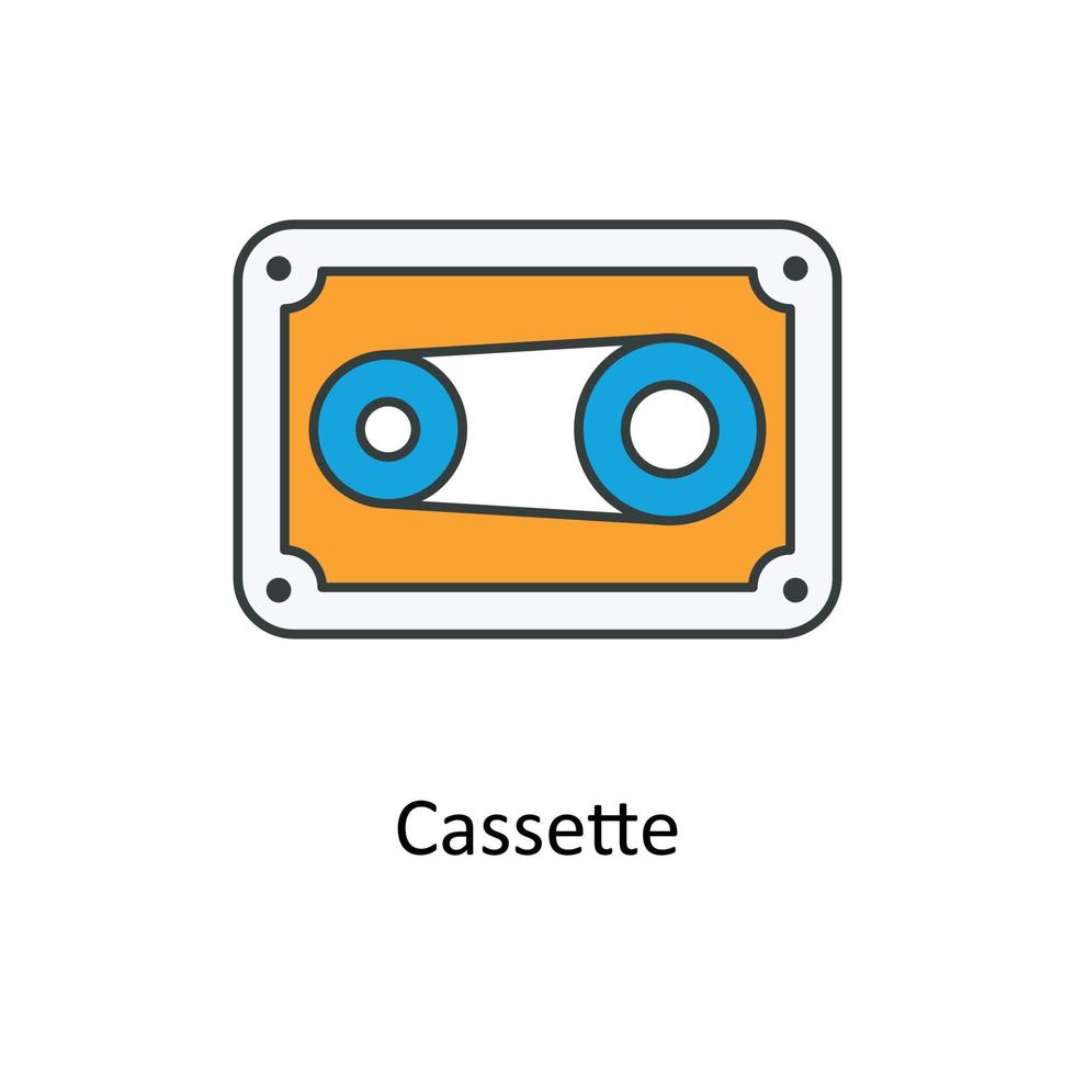 Cassette Vector Fill outline Icons. Simple stock illustration stock