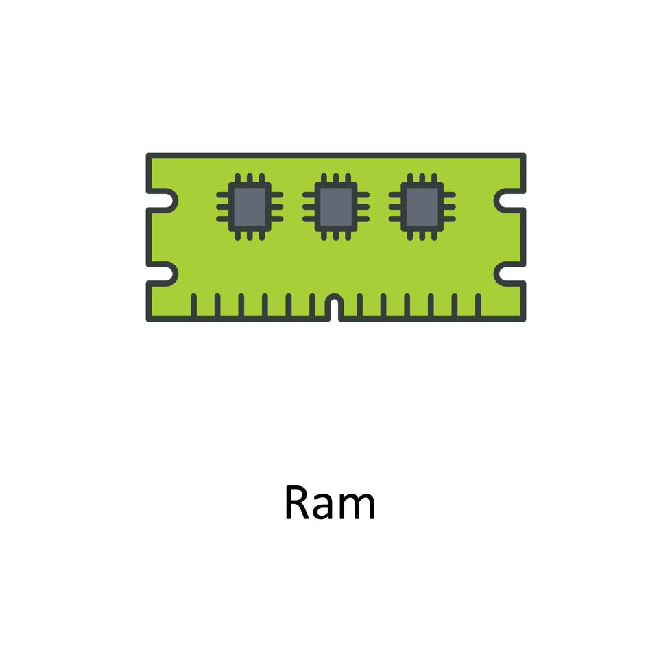 Ram  Vector Fill outline Icons. Simple stock illustration stock