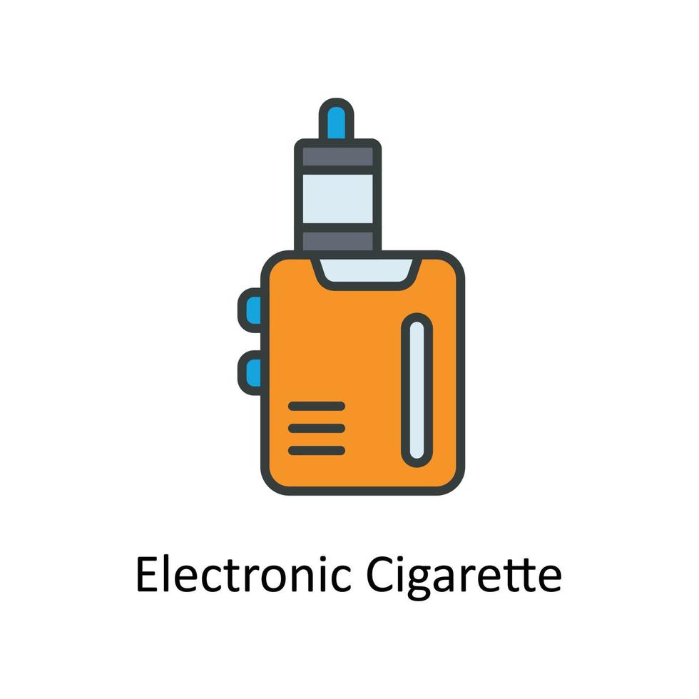 Electronic Cigarette Vector Fill outline Icons. Simple stock illustration stock