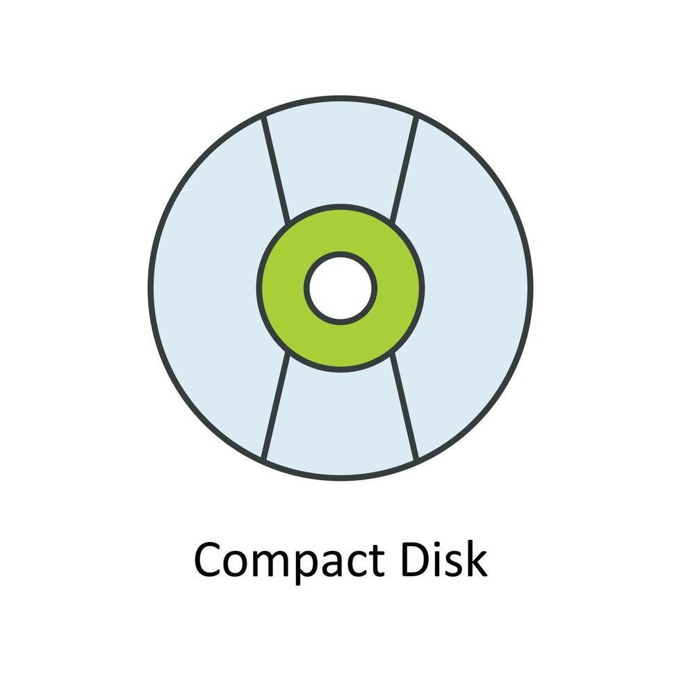 Compact Disk Vector Fill outline Icons. Simple stock illustration stock