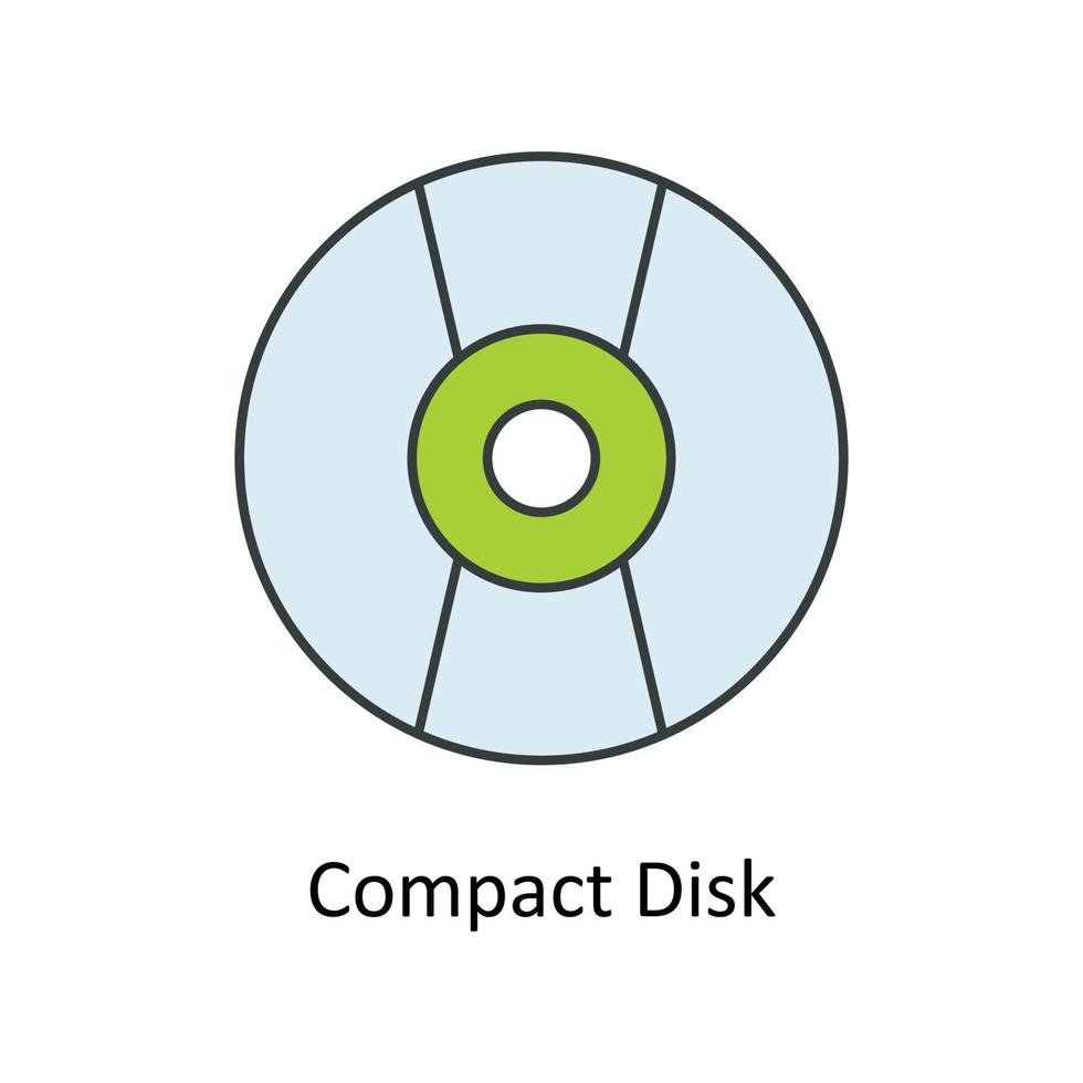 Compact Disk Vector Fill outline Icons. Simple stock illustration stock