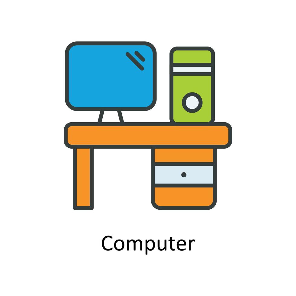 Computer Vector Fill outline Icons. Simple stock illustration stock
