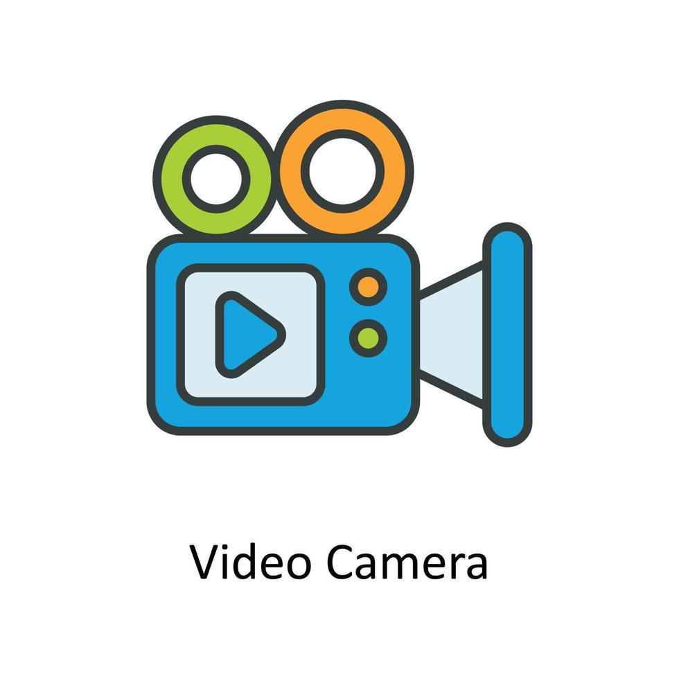 Video Camera Vector Fill outline Icons. Simple stock illustration stock