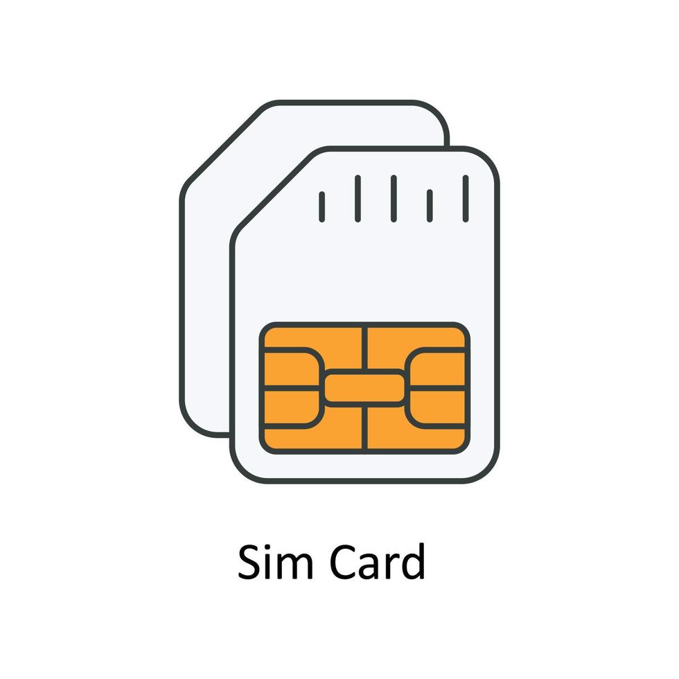 Sim Card Vector Fill outline Icons. Simple stock illustration stock