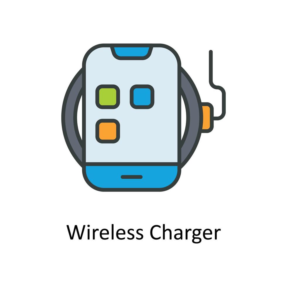 Wireless Charger Vector Fill outline Icons. Simple stock illustration stock