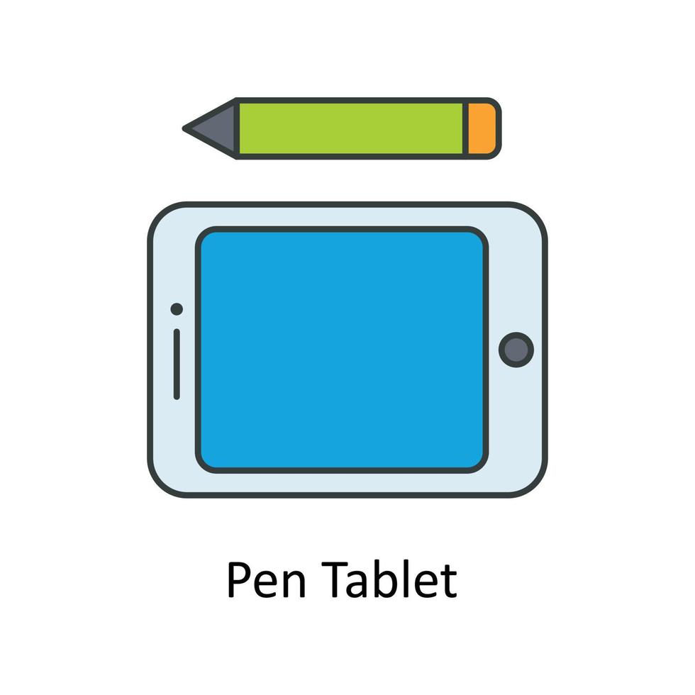 Pen Tablet  Vector Fill outline Icons. Simple stock illustration stock