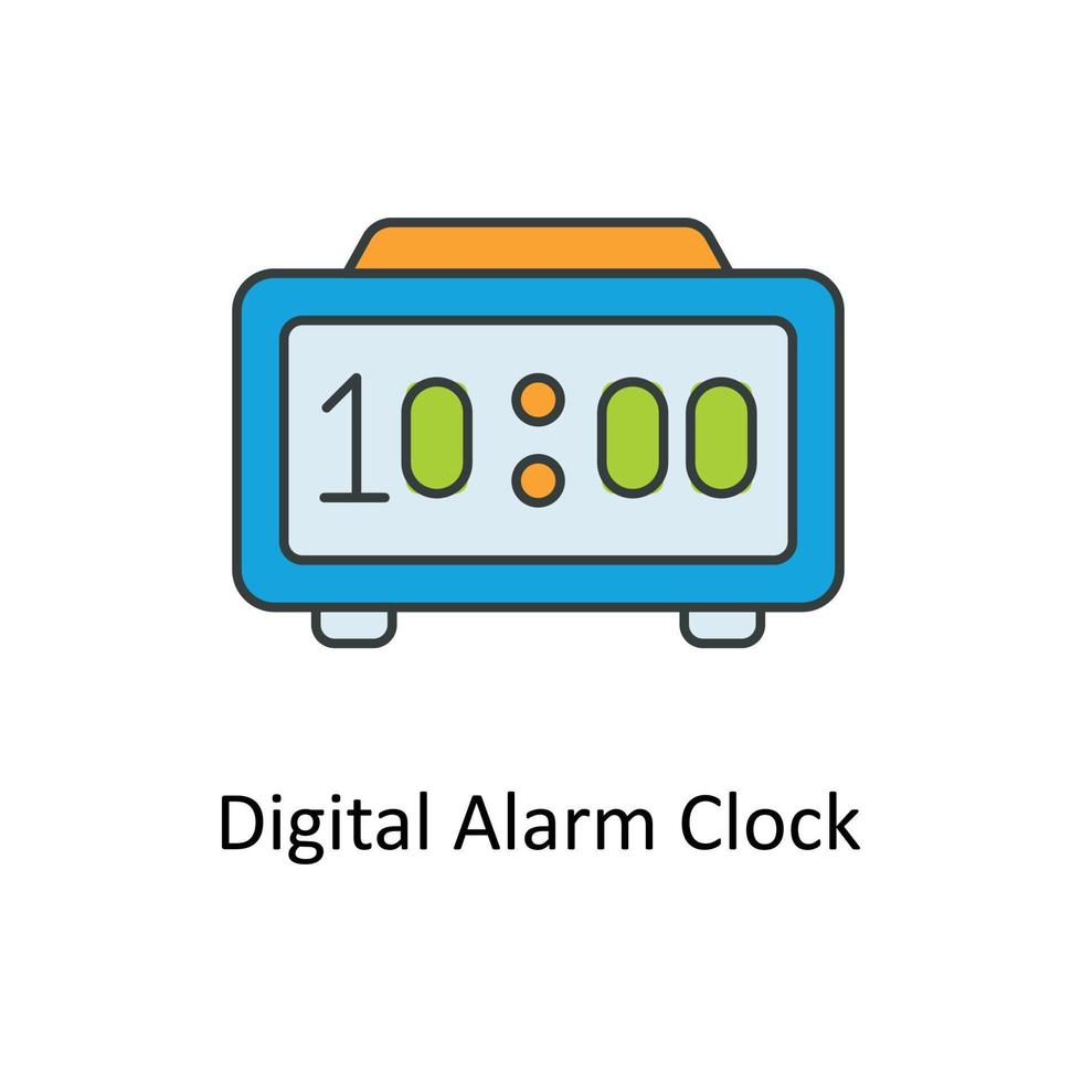 digital alarma reloj vector llenar contorno iconos sencillo valores ilustración valores