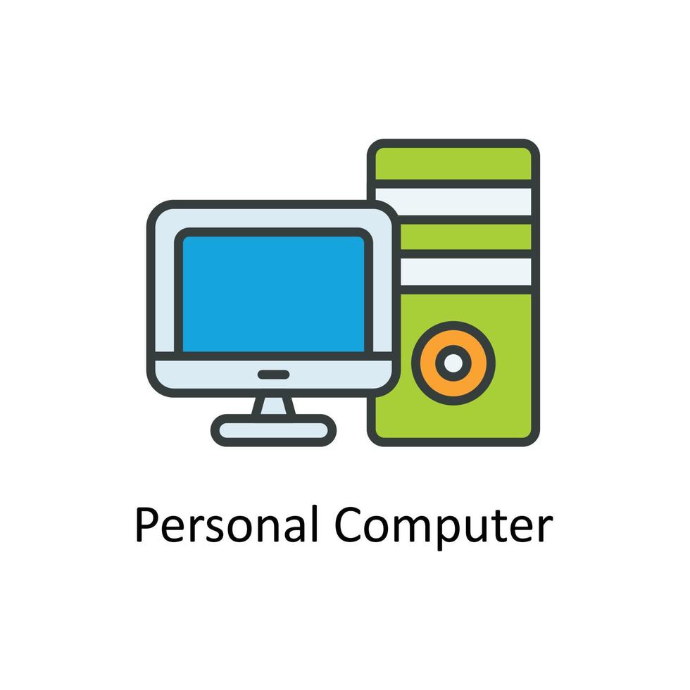 Personal Computer Vector Fill outline Icons. Simple stock illustration stock