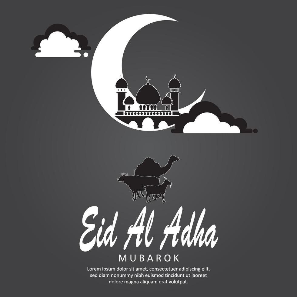 Happy Eid al-Adha sacrifice with camels, cows, or goats vector