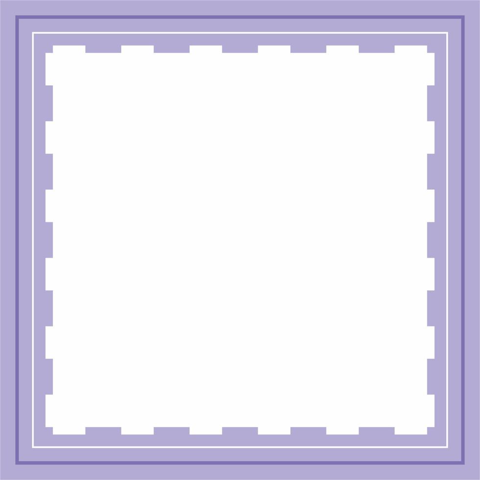 Frame or border. Violet and white background color with stripe line and square shapes ornament. vector