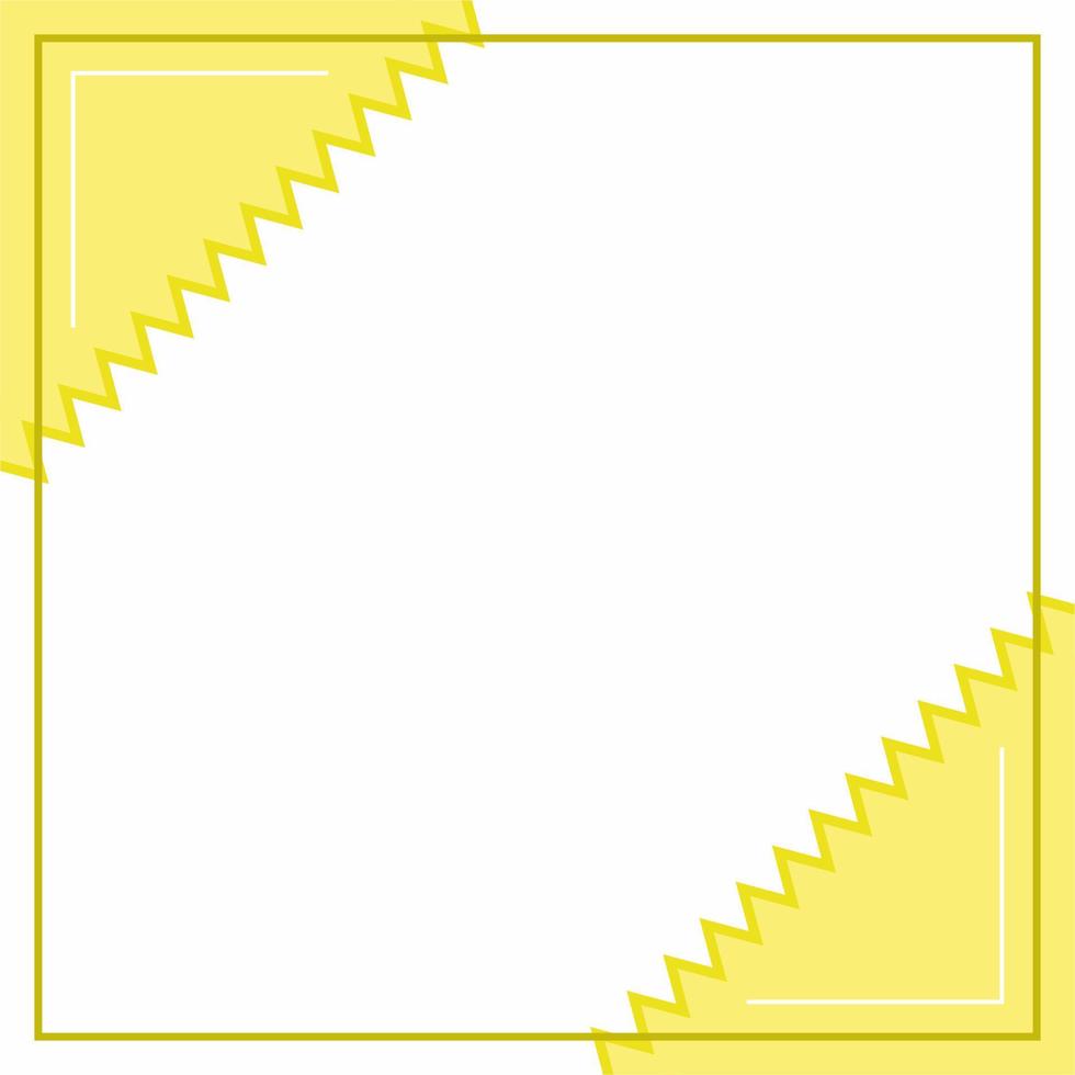 Frame or border. Yellow and white background color with stripe line and zig zag shape. Suitable for social media post. vector