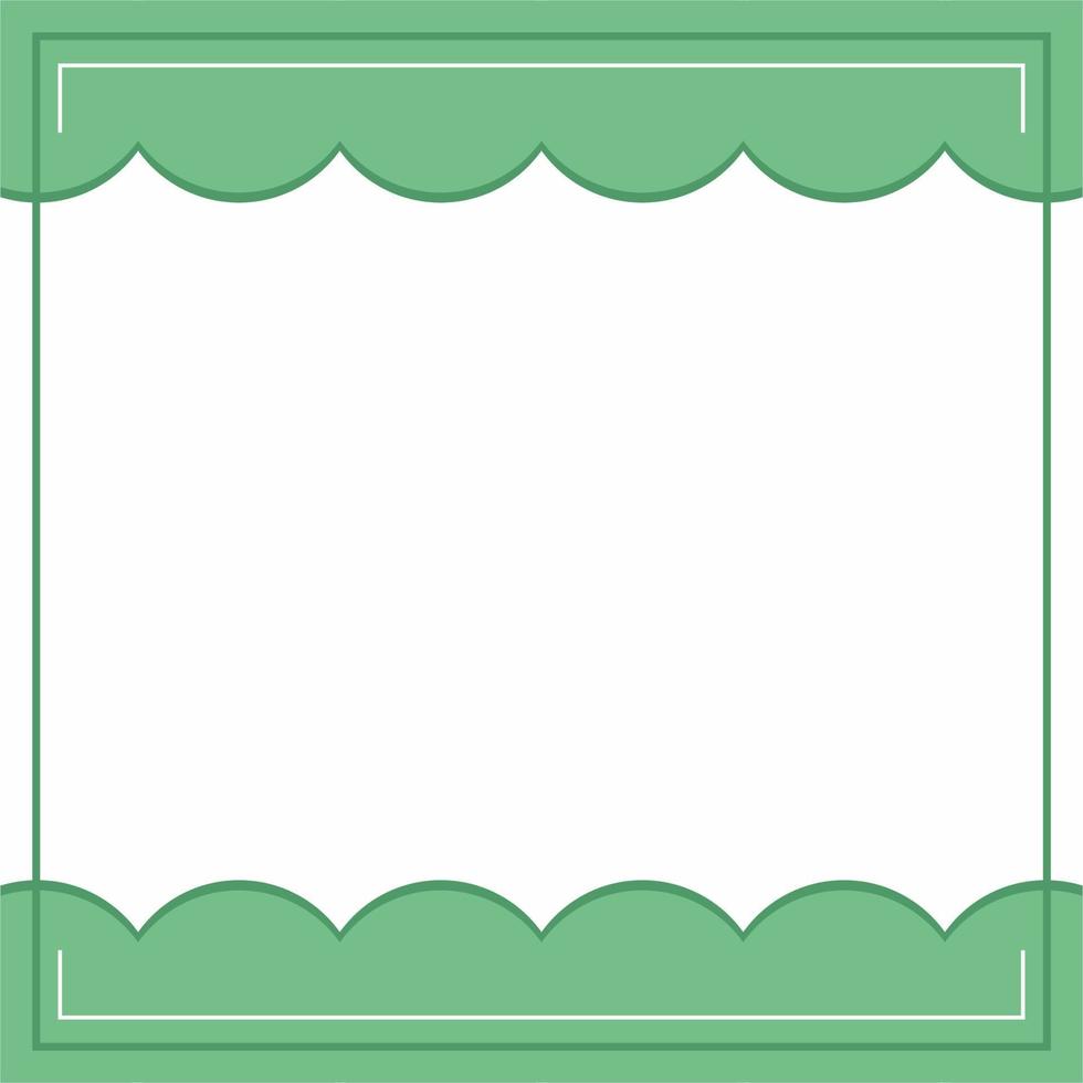 Frame or border. Green and white background color with stripe line and wavy circle shapes. vector
