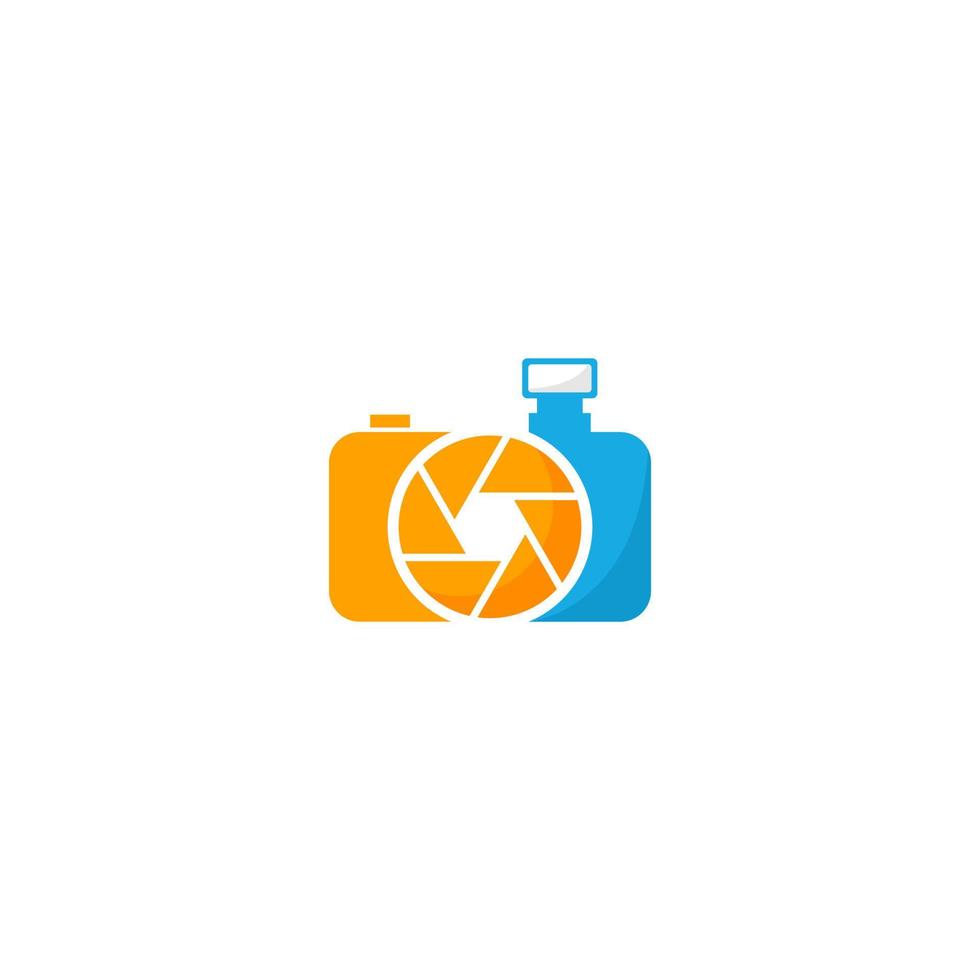 Colorful camera logo with camera lens. vector