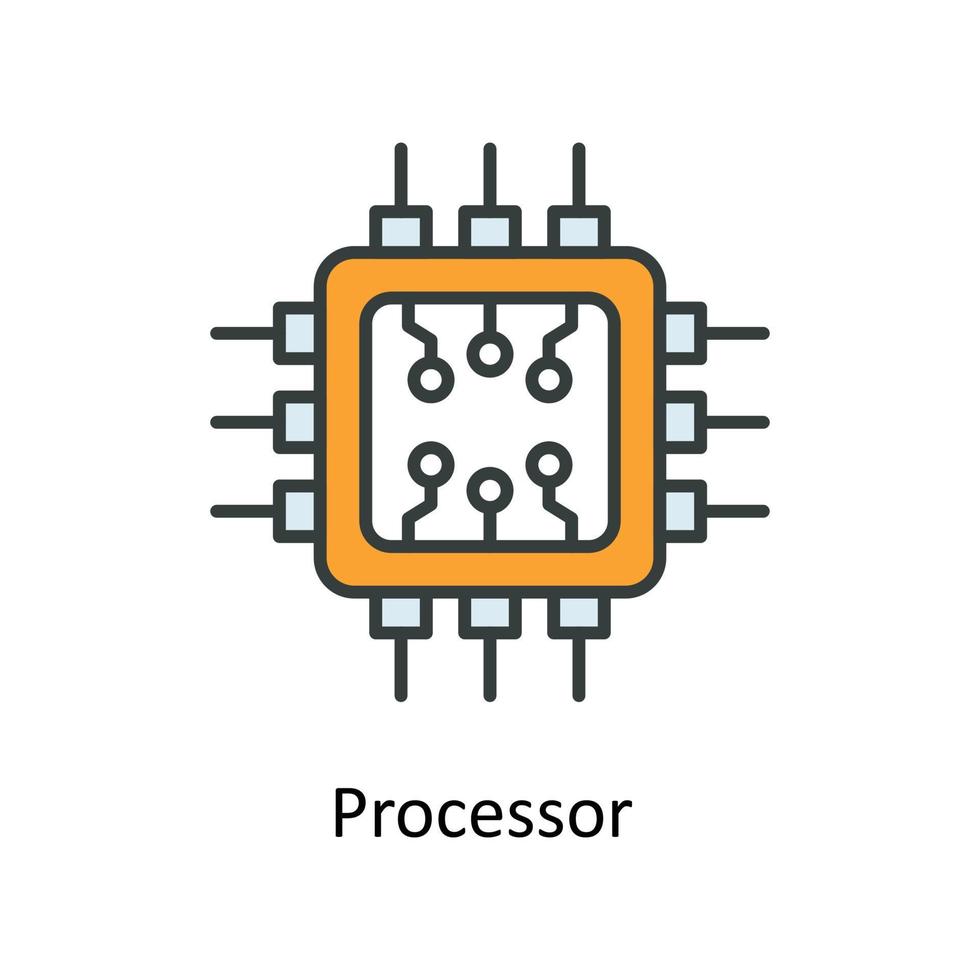 procesador vector llenar contorno iconos sencillo valores ilustración valores