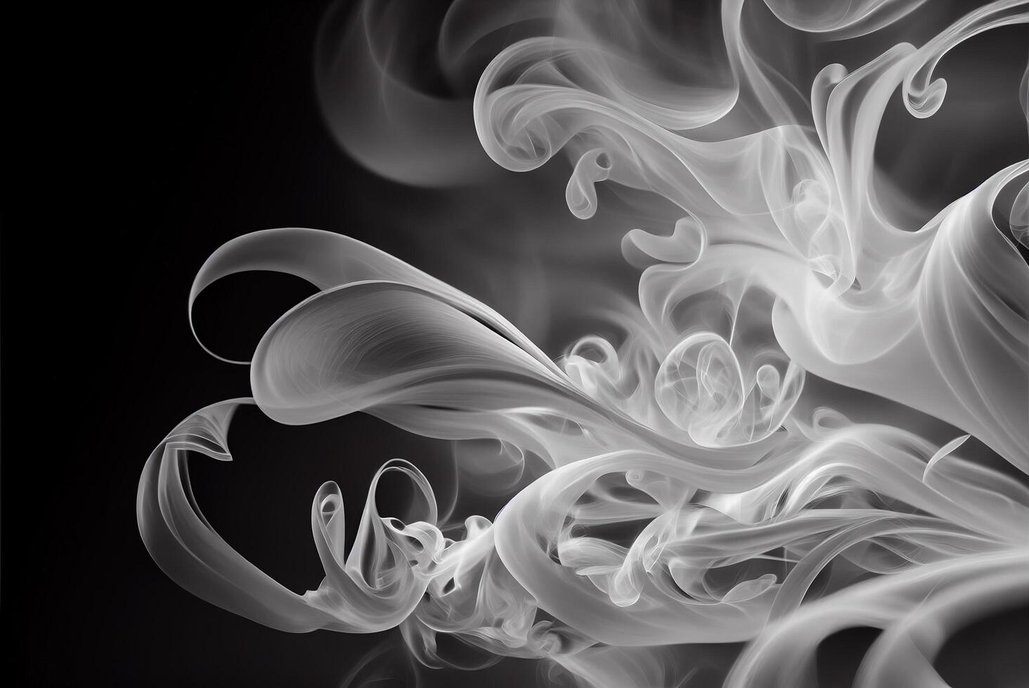 Abstract white smoke on black isolated background. photo